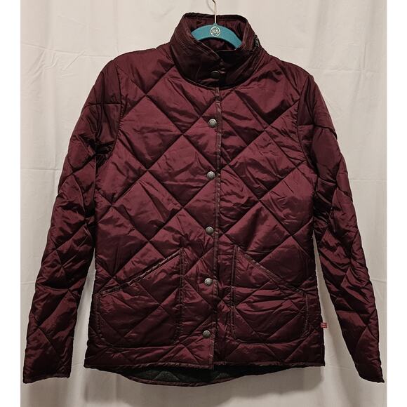 Dickies Womens Diamond Quilted Jacket Size S Burgundy Water Resistant with Hood - Picture 1 of 9